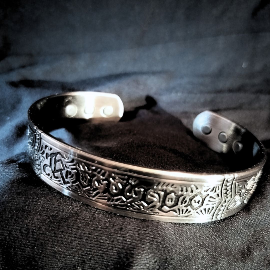 Silver Runes Magnetic Copper Bracelet