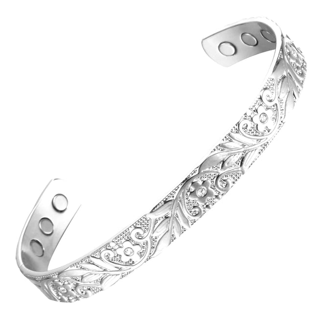 Silver Magnetic Flower Bracelet