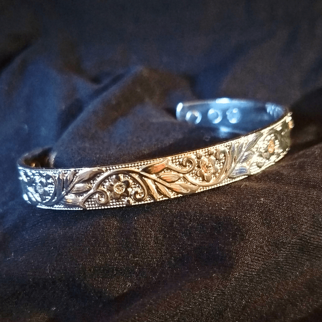 Silver Magnetic Flower Bracelet